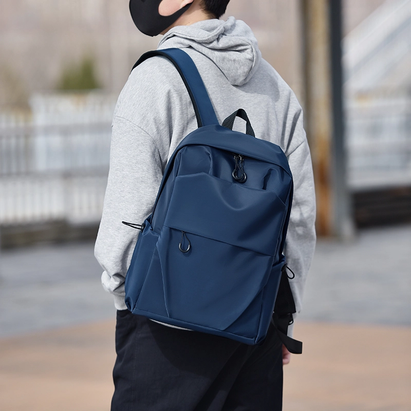 茵初 商务休闲简约纯色旅行通勤 尼龙 双肩包 男女同款情侣款 黑色/灰色/蓝色