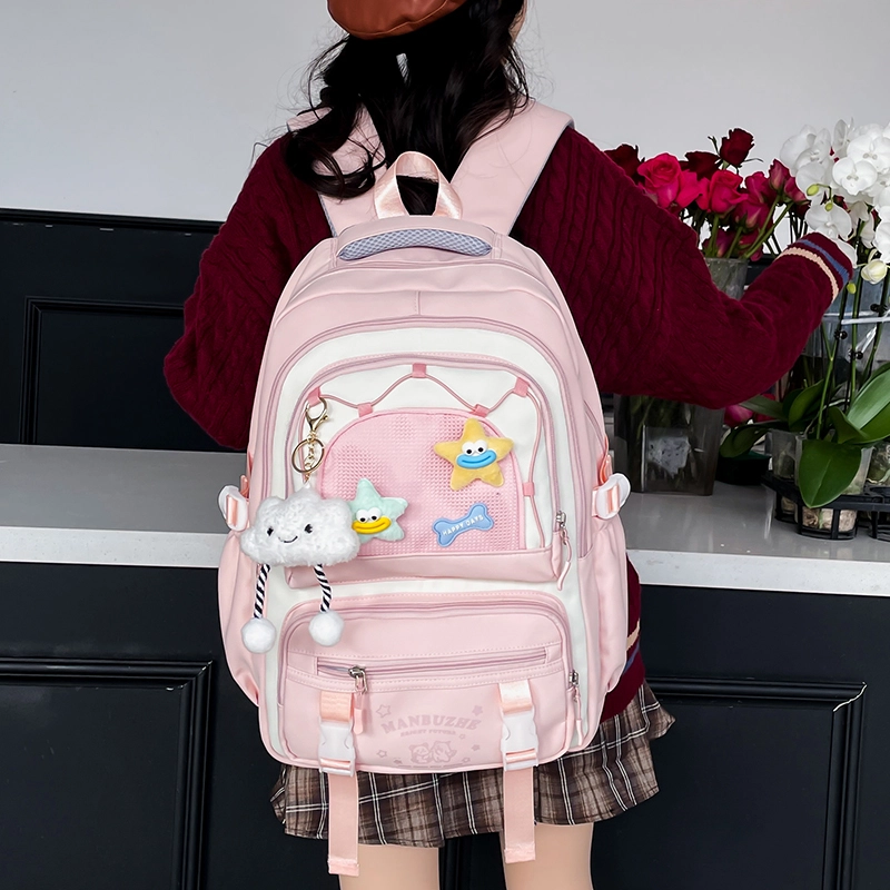 醇龙 可爱高中生初中生学生女大学生休闲旅游轻便电脑背包 帆布 双肩包 常规 女款 多色