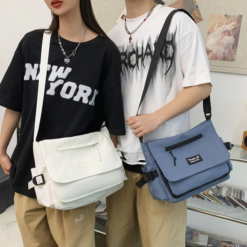 醇龙 时尚休闲简约百搭 尼龙 单肩斜挎包 常规 男女同款情侣款 黑色/蓝色/纯白/白配黑