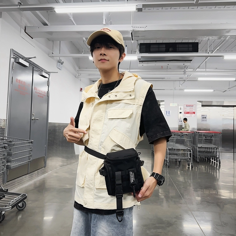 醇龙   尼龙男女通用黑色潮牌工装斜挎包机能风个性单肩包休闲日系背包