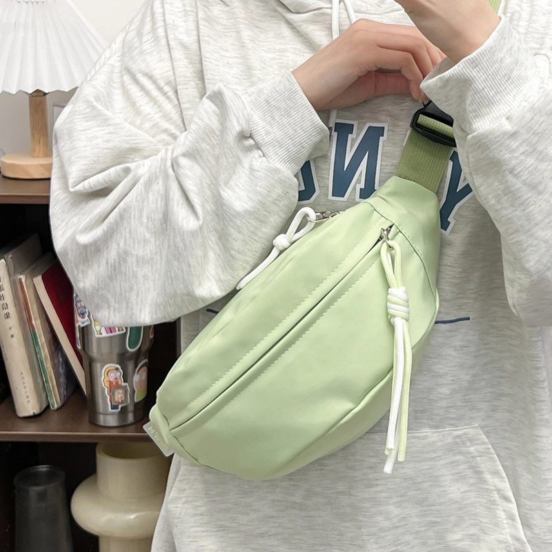 醇龙 运动潮流纯色 尼龙 单肩包腰包小挎包斜挎包胸包 男女同款情侣款 黄/绿/白/黑/粉