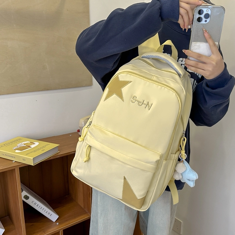 醇龙 高颜值书包小众大容量女生大学生韩系可爱简约高颜值百搭背包 尼龙 双肩包 男女同款情侣款 多色