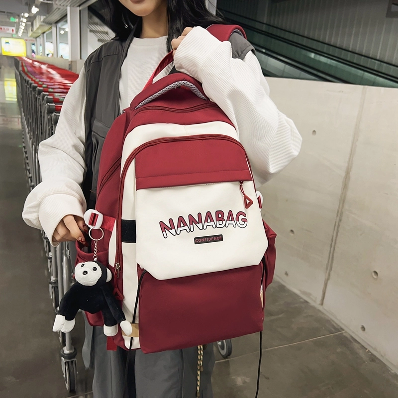 醇龙  尼龙男女通用多色双肩包简约耐脏撞色学生大容量耐磨旅行包
