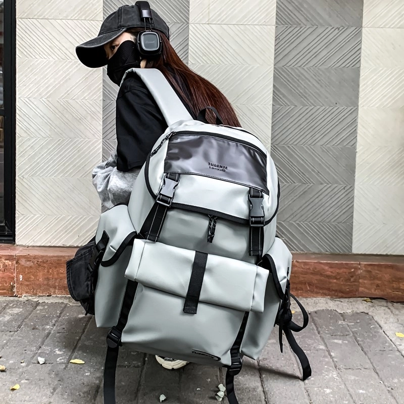 茵初 潮流简约时尚百搭 牛津布 背包双肩包 男女同款情侣款 黑色/白色/灰色