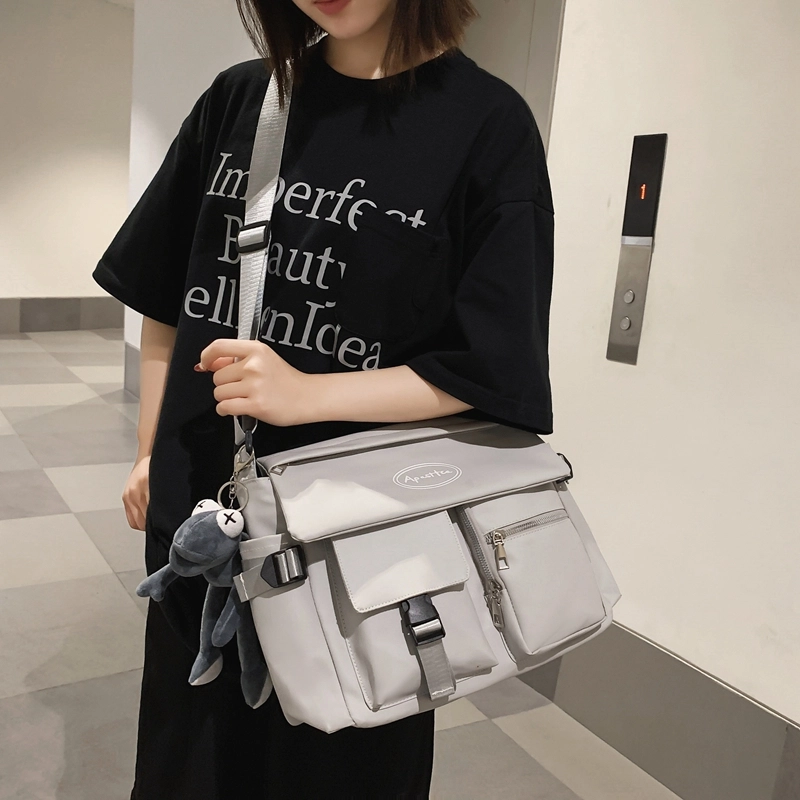 醇龙 学生补课书包手提挎包单肩包斜挎包 尼龙 男女通用 黑色/浅灰色