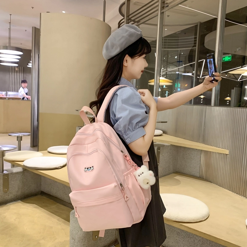 醇龙  尼龙男女通用百搭日系韩版双肩包大容量纯色 多色