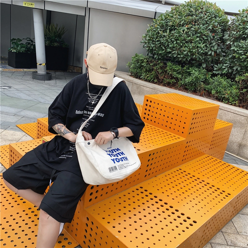 醇龙 日系时尚潮流 帆布 帆布包单肩包 男女同款情侣款