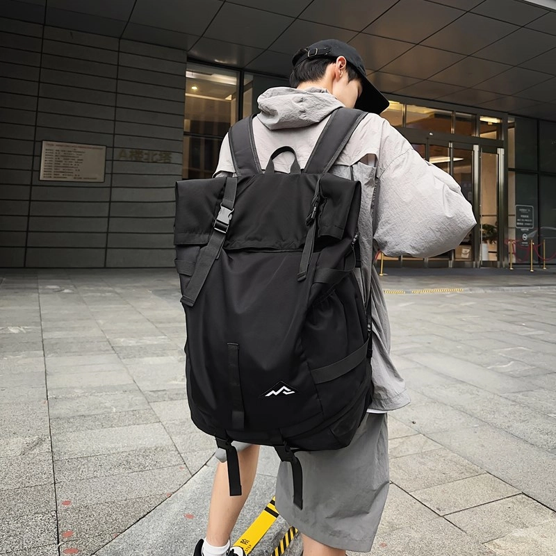 醇龙 大容量篮球潮牌运动旅行背包旅游包 牛津布 双肩包 常规 男女同款情侣款 黑色/灰色