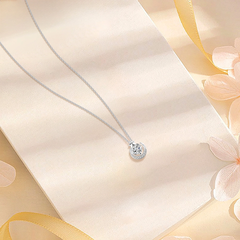 赛菲尔 星月系列 经典设计百搭小众精致高级感简约轻奢时尚学生日常通勤约会温柔气质可调节锁骨链 足银 项链 女款