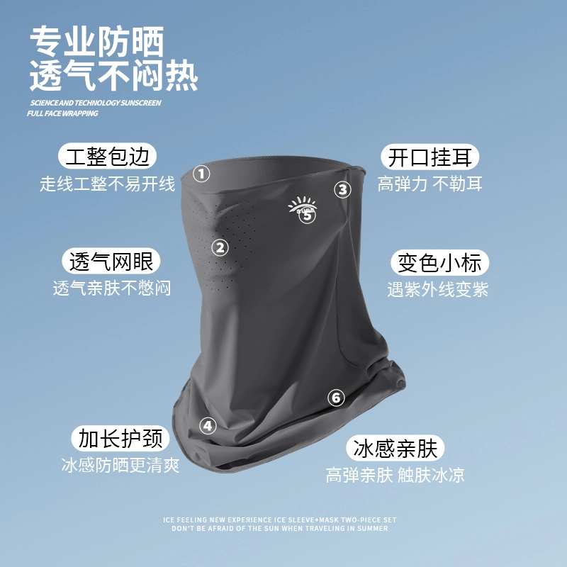 南极人 口罩遮全脸防紫外线遮脖子脖套户外骑行开车运动钓鱼登山遮阳脸罩冰丝透气挂耳面巾 锦纶 防晒面罩 男女同款情侣款