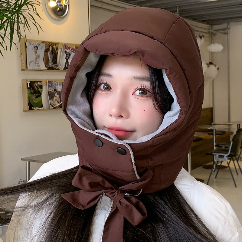 南极人 冬季帽子围脖一体保暖帽东北哈尔滨旅游防寒装备冬天骑行护耳防风 加厚 套头帽 女款