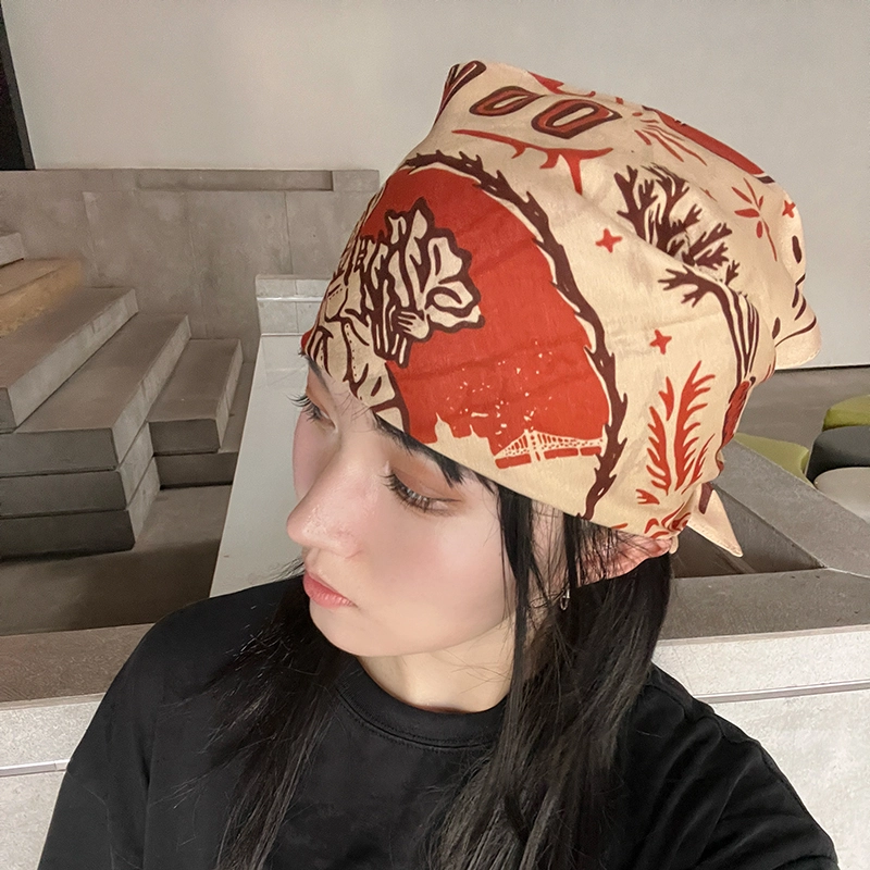 滚烫时光 纯棉西部女郎印花方巾 头巾 男女同款情侣款