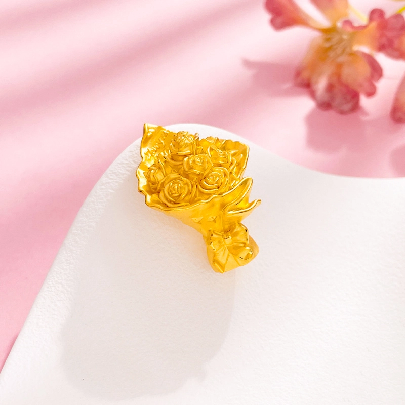 周百福 玫瑰捧花摆件 浪漫告白玫瑰花束 精致轻收藏储蓄储值纪念品 足金 投资类 其他黄金 男女同款情侣款