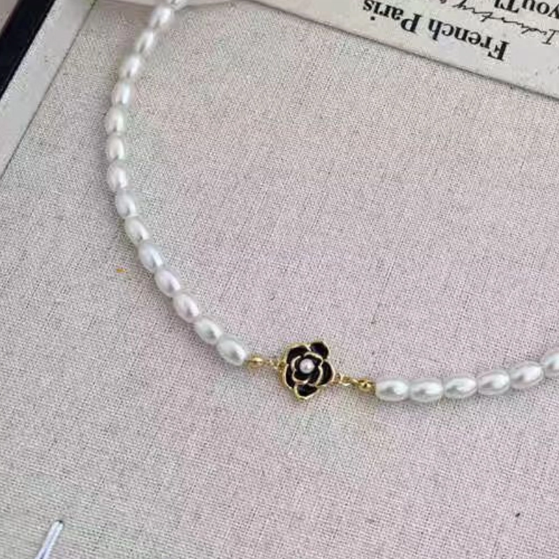 贝诗珠宝 花朵自然风小清新珍珠锁骨链 时尚清新简约小众高级感气质精致百搭设计 淡水珍珠 项链 女款