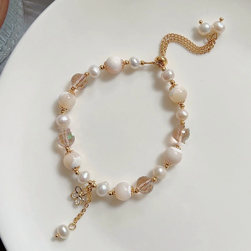 贝诗珠宝 桃花珍珠手串新中式本命年桃花运优雅浪漫简约精致时尚气质 正缘桃花 月老赐福 锦上添花 好事花生 好运 淡水珍珠 手链 女款
