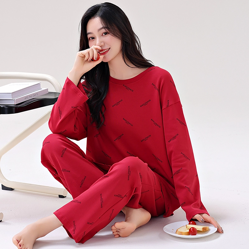 歌倩雅 带胸垫休闲透气家居服可外穿睡衣礼盒 女款 红色