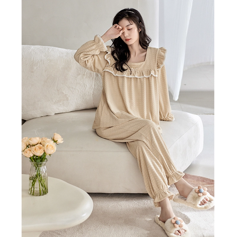 歌倩雅 甜美加厚保暖家居服睡衣套装 女款 礼盒款 图片色