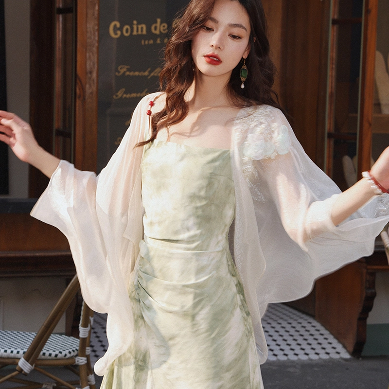 彼得潘大叔 《远山浮风》 新中式国风重工钉珠长袖衬衫 女款 汉白玉色