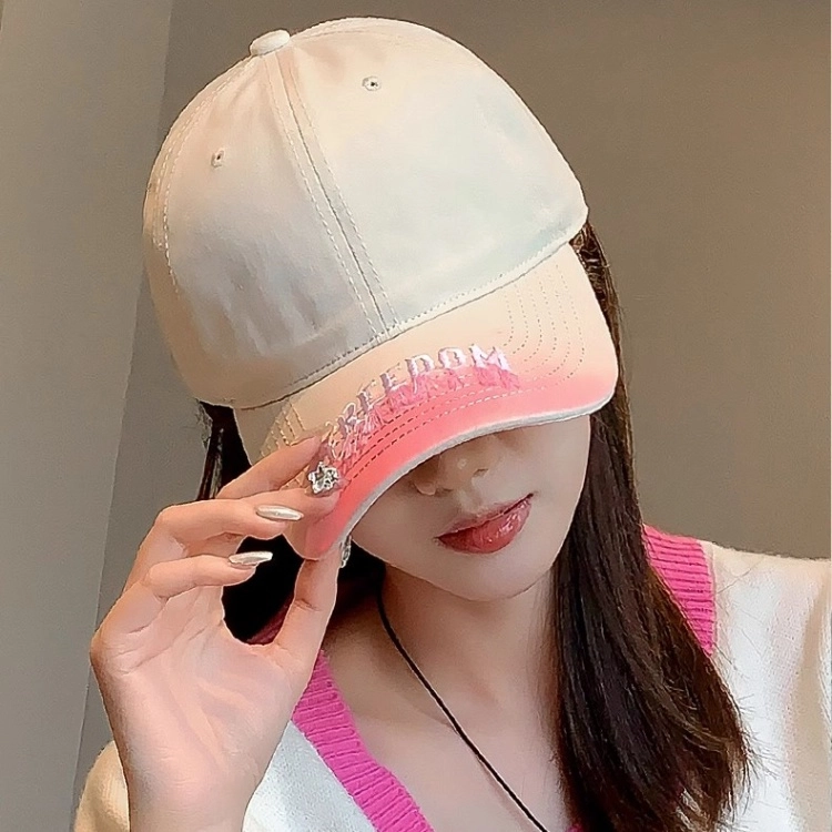 钓鱼熊 潮流渐变 深顶宽檐 显脸小英文刺绣韩版遮阳帽子 棉 鸭舌帽 男女同款情侣款