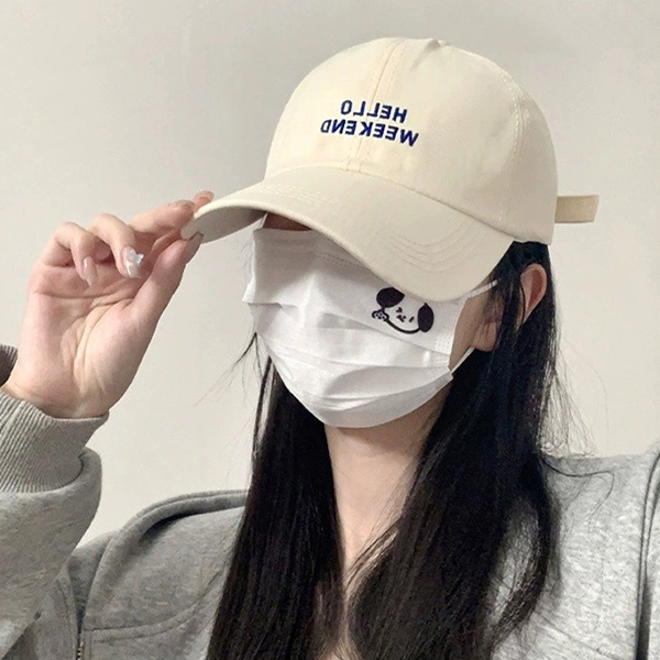 钓鱼熊 日系韩版字母刺绣户外运动出行防晒遮阳 棉 鸭舌帽 男女同款情侣款