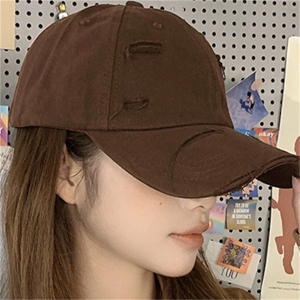 钓鱼熊 破边破洞  做旧太阳帽休闲遮阳防晒 嘻哈潮牌 棉 鸭舌帽 女款