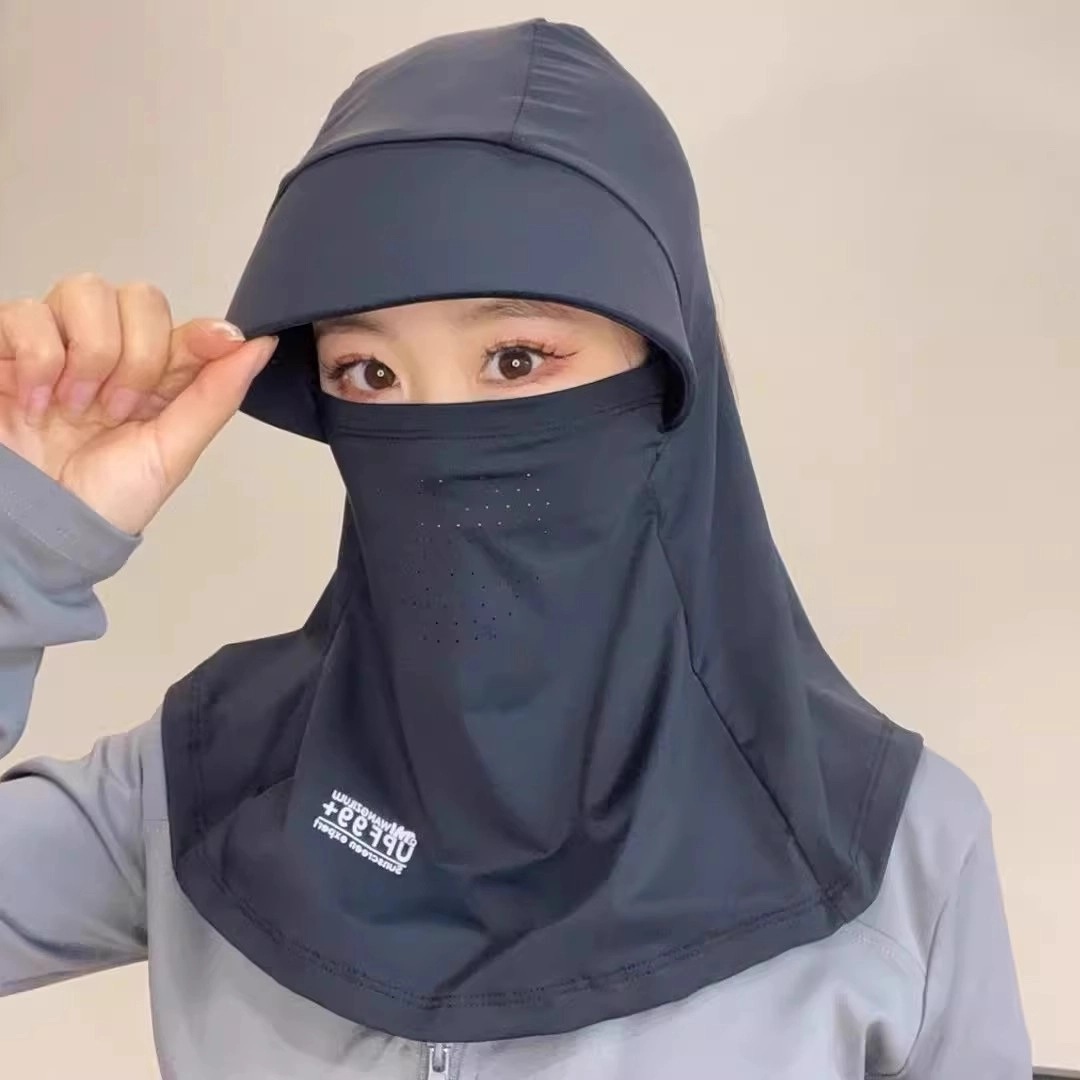 钓鱼熊 全脸遮阳帽夏季防紫外线护颈面罩一体户外骑行太阳帽 聚酯纤维 防晒帽 男女同款情侣款