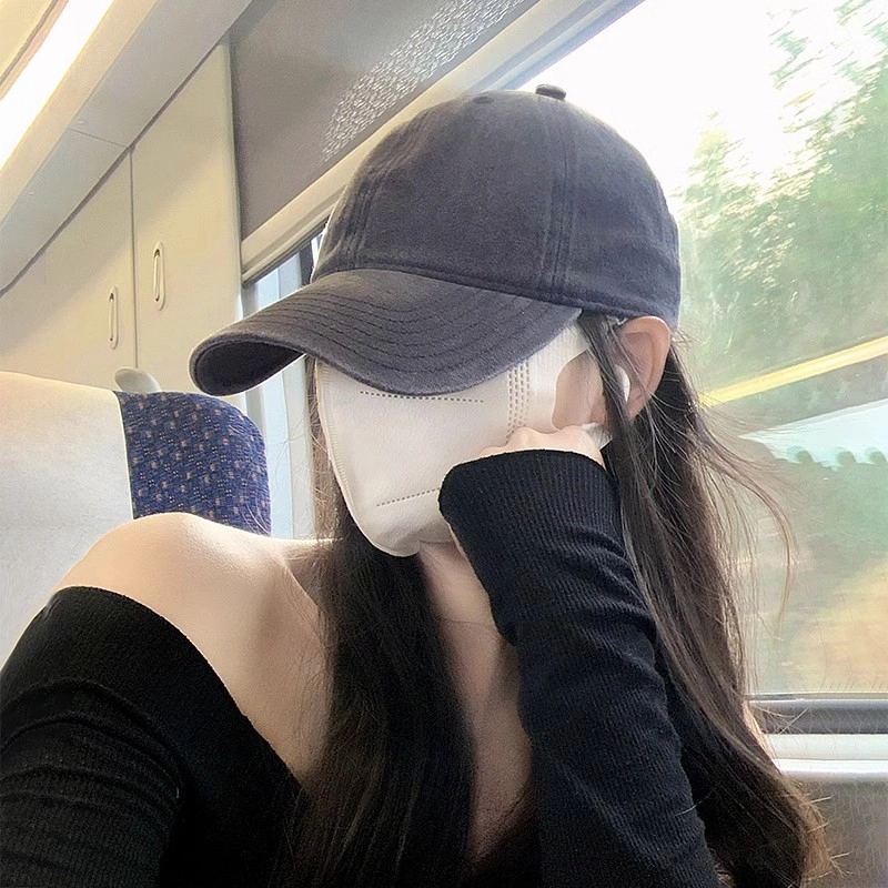 艾佳微 复古水洗做旧纯色棒球帽 休闲百搭大头围显脸小防晒遮阳 棉 鸭舌帽 男女同款情侣款 多色可选