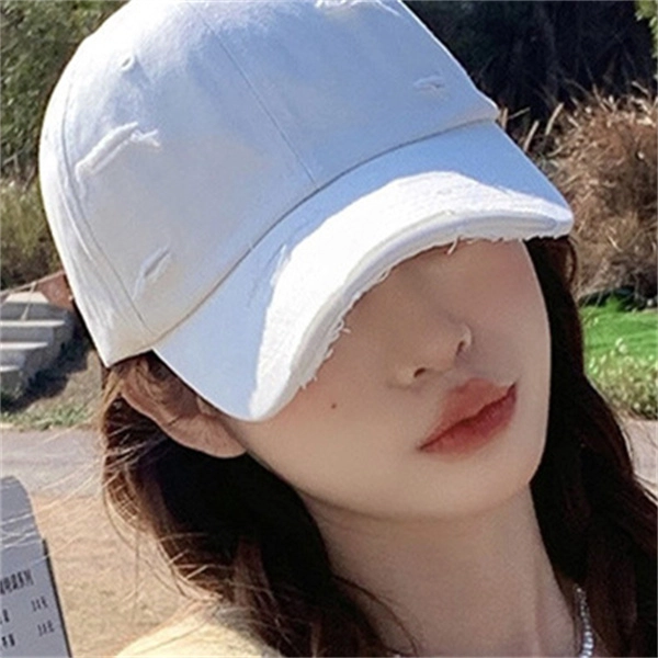 钓鱼熊 破边破洞  做旧太阳帽休闲遮阳防晒 嘻哈潮牌 棉 鸭舌帽 女款