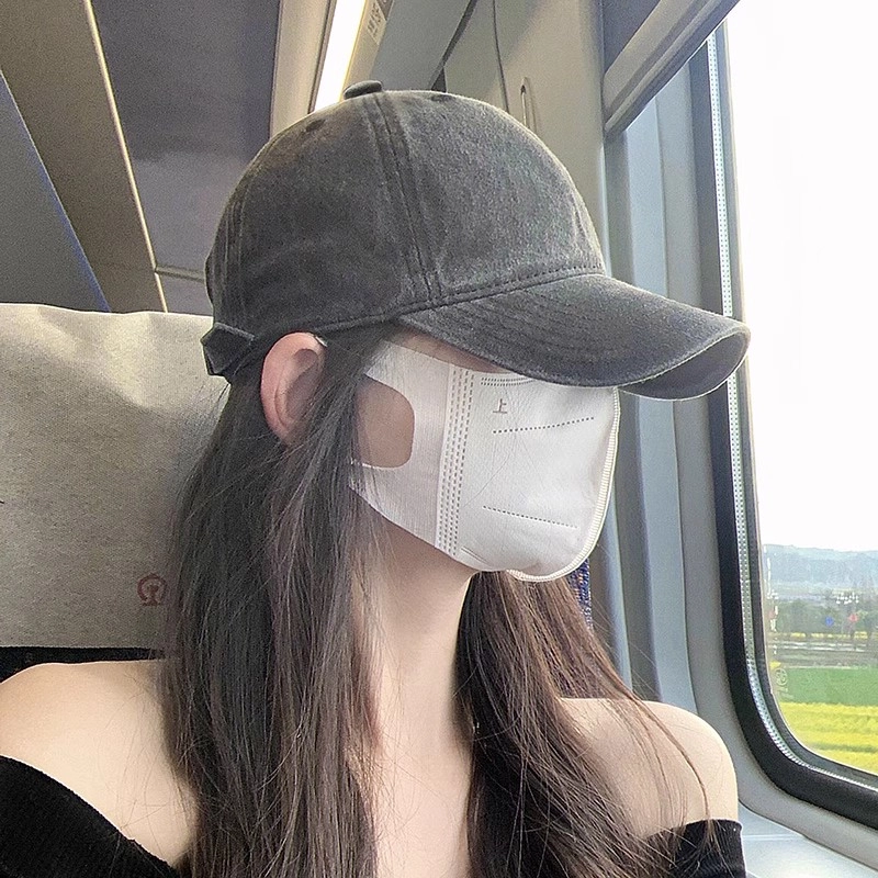 艾佳微 复古水洗做旧纯色棒球帽 休闲百搭大头围显脸小防晒遮阳 棉 鸭舌帽 男女同款情侣款 多色可选