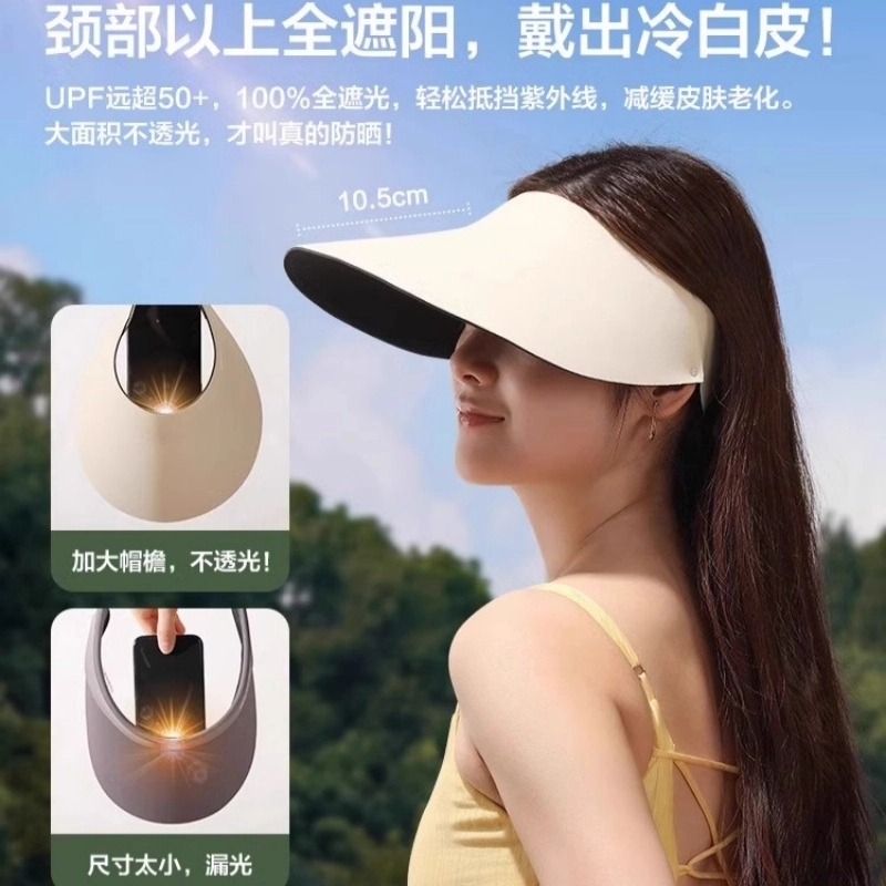 钓鱼熊 防紫外线太阳帽夏季运动无痕一体大帽檐空顶可折叠遮阳帽 棉 防晒帽 男女同款情侣款
