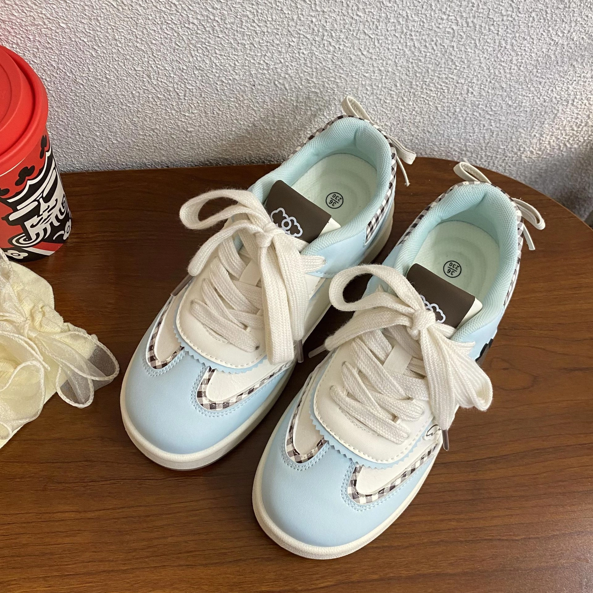 韩系可爱百搭厚底时尚面包 低帮 板鞋 女