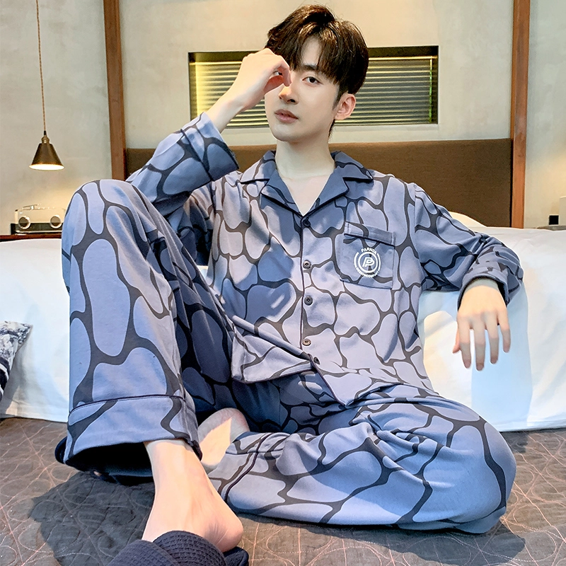 芬腾可安 春秋季可外穿遮肉休闲显瘦经典时尚家居服睡衣套装 男款