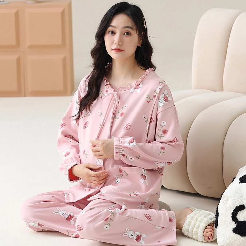 芬腾可安 外出可穿柔软舒适休闲春秋哺乳期可穿的亲肤月子家居服睡衣套装 女款