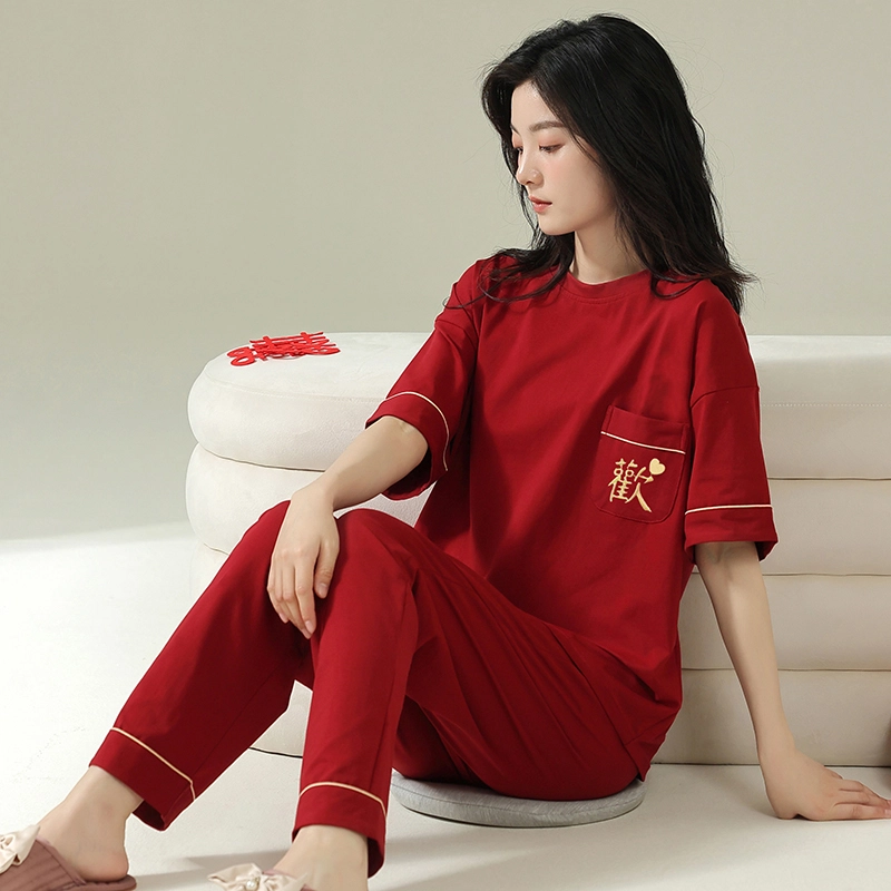 芬腾可安 设计感时尚舒适亲肤细腻套头家居服睡衣套装 女款