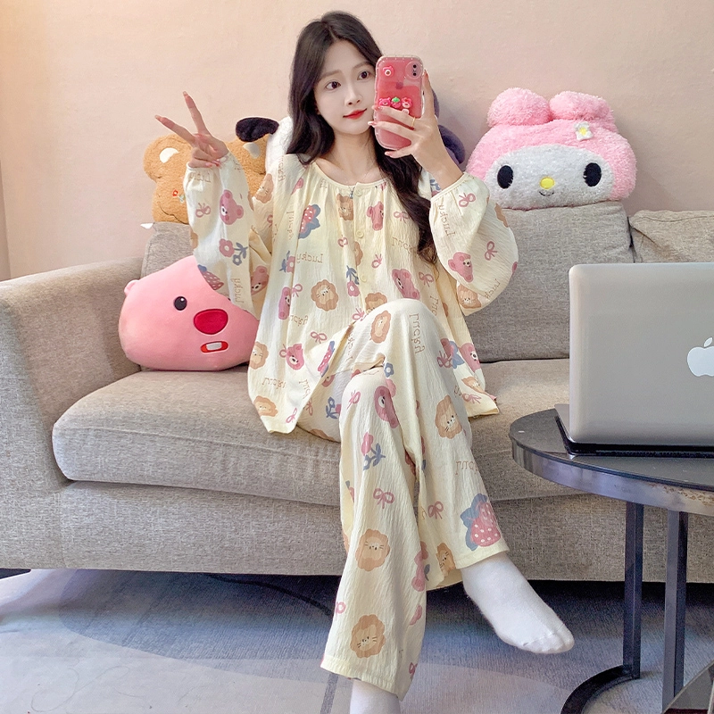 芬腾可安 可外穿柔软一体式亲肤带胸垫家居服睡衣套装 女款
