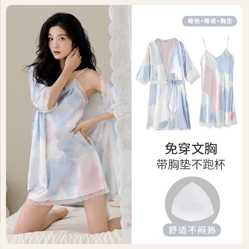 芬腾可安 柔软细腻亲肤透气显瘦顺滑凉爽优雅休闲简约家居服可外穿睡袍/浴袍 女款
