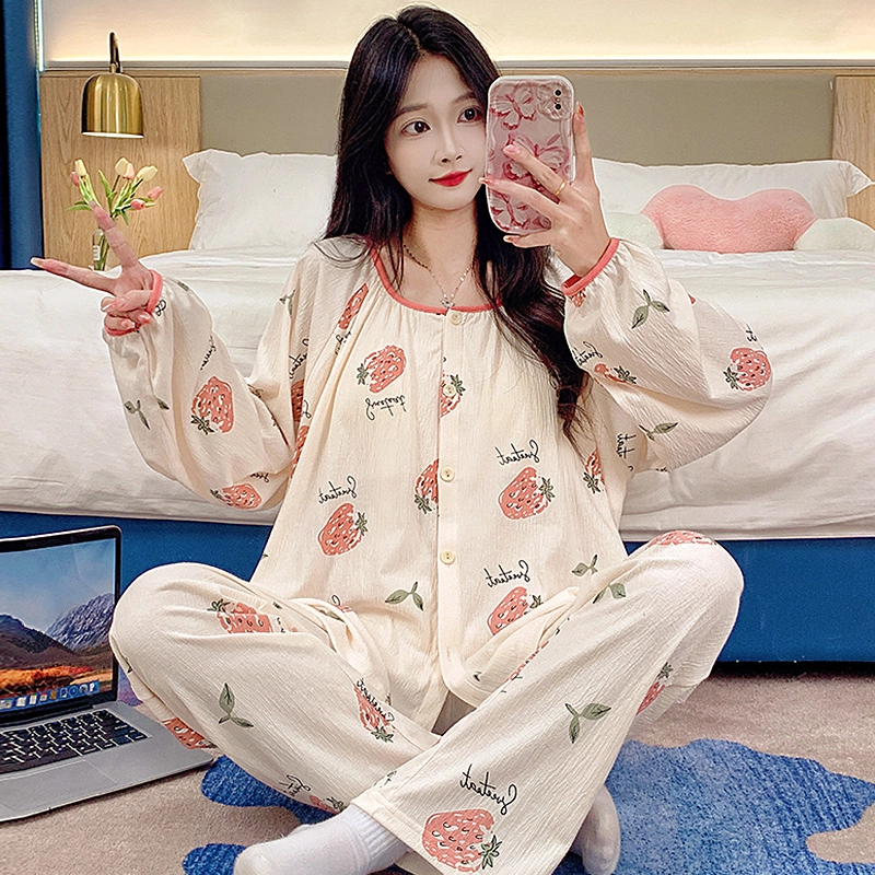 芬腾可安 可外穿的简约春秋杯垫一体家居服睡衣套装 女款