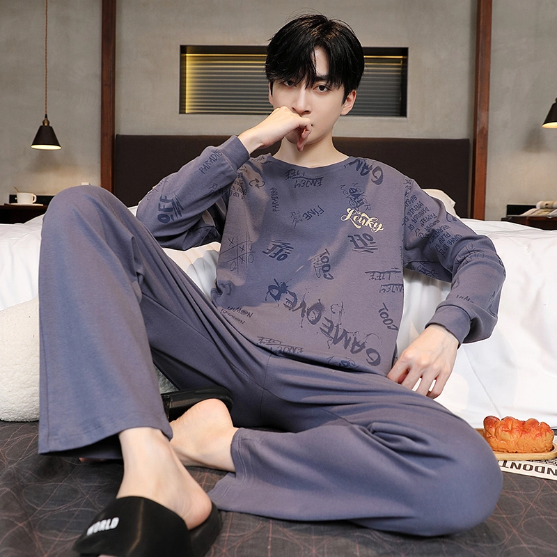 芬腾可安 外出可穿春秋少年感休闲透气气质纯棉简约亲肤家居服睡衣套装 男款