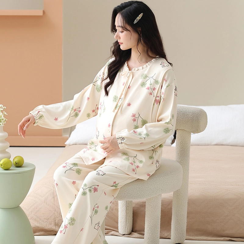芬腾可安 外出可穿柔软舒适透气春秋哺乳期可穿的月子家居服睡衣套装 女款