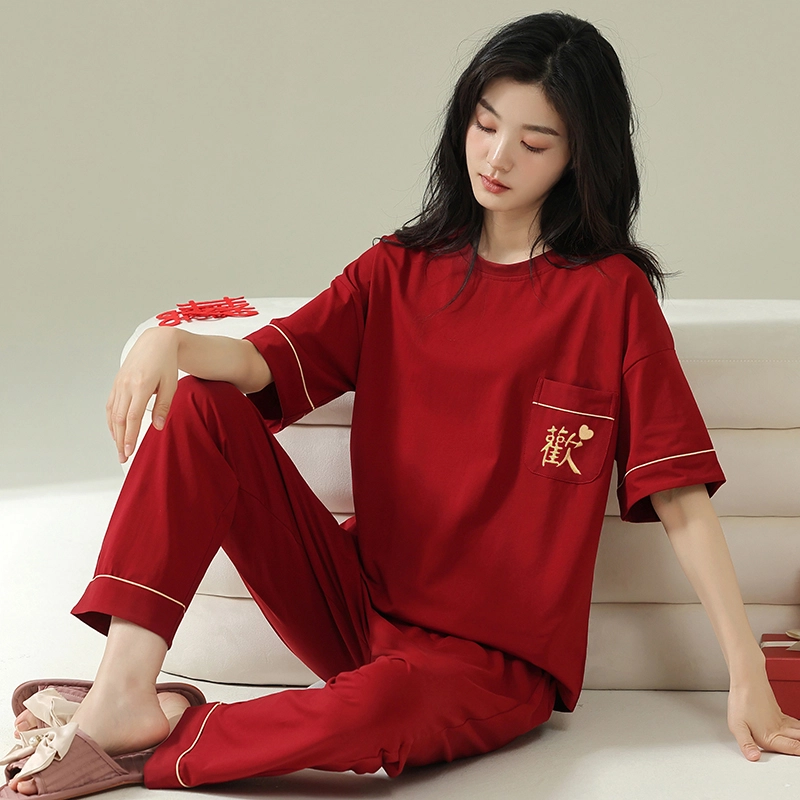 芬腾可安 设计感时尚舒适亲肤细腻套头家居服睡衣套装 女款