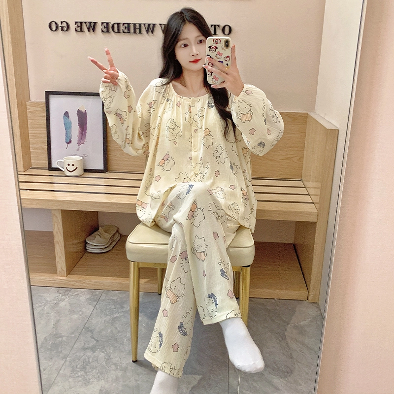 芬腾可安 带胸垫一体式亲肤柔软家居服可外穿睡衣套装 女款