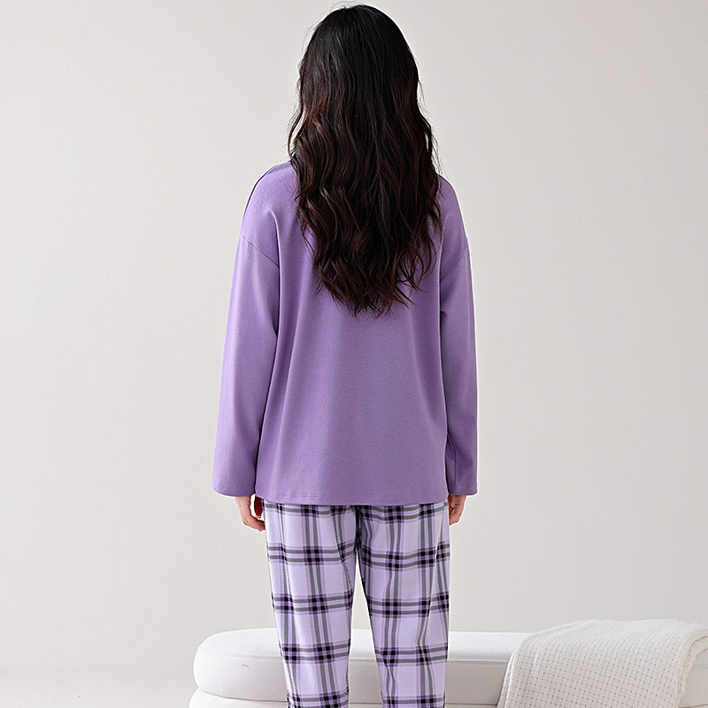 芬腾可安 家居服韩版经典简约带固定胸垫一体式轻熟风柔软亲肤外出可穿睡衣套装 女款