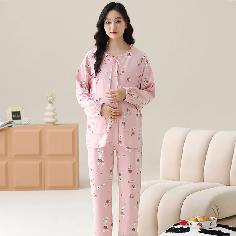芬腾可安 外出可穿柔软舒适休闲春秋哺乳期可穿的亲肤月子家居服睡衣套装 女款