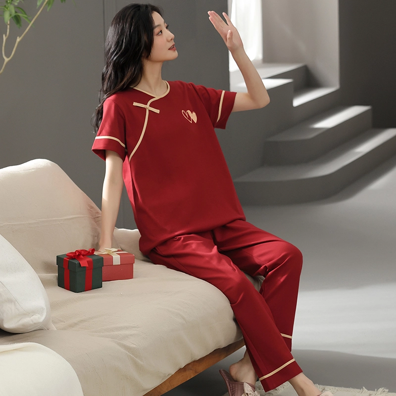 芬腾可安 设计感春夏季套头简约情侣款亲肤细腻时尚舒适家居服睡衣套装 女款