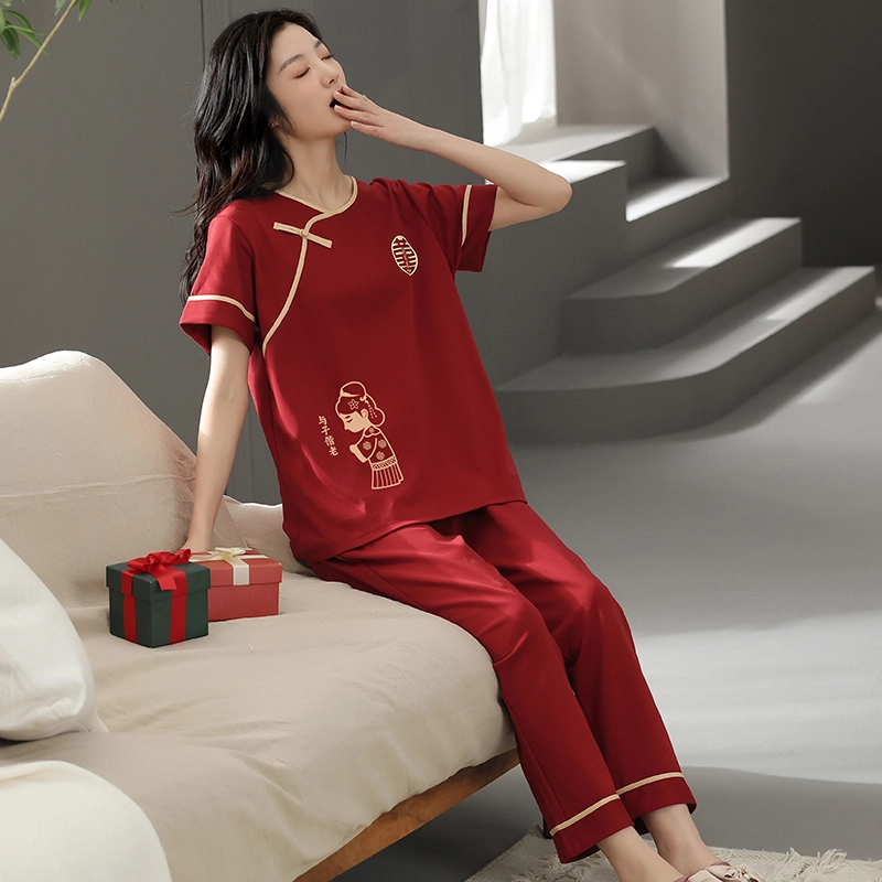 芬腾可安 设计感春夏季套头简约情侣款时尚舒适亲肤细腻家居服睡衣套装 女款