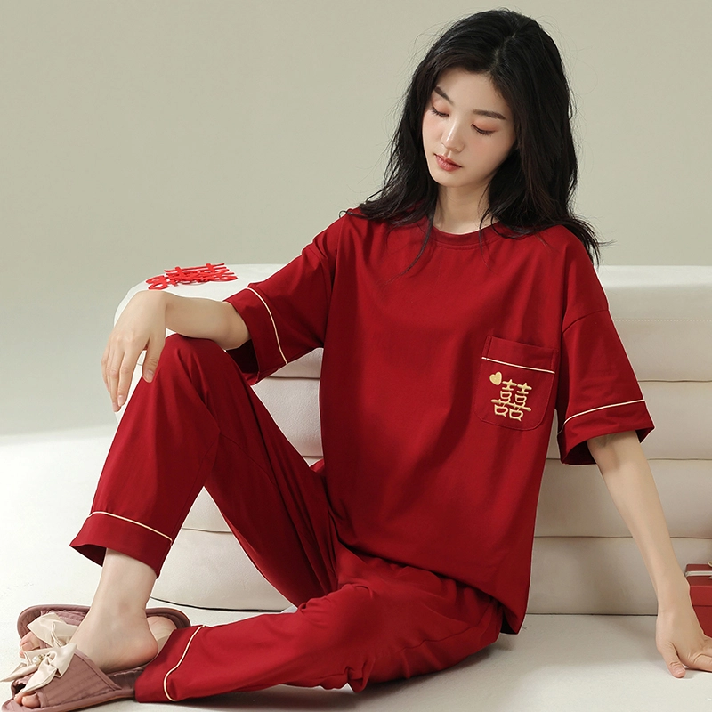 芬腾可安 设计感春夏季套头情侣款时尚舒适亲肤细腻家居服睡衣套装 女款