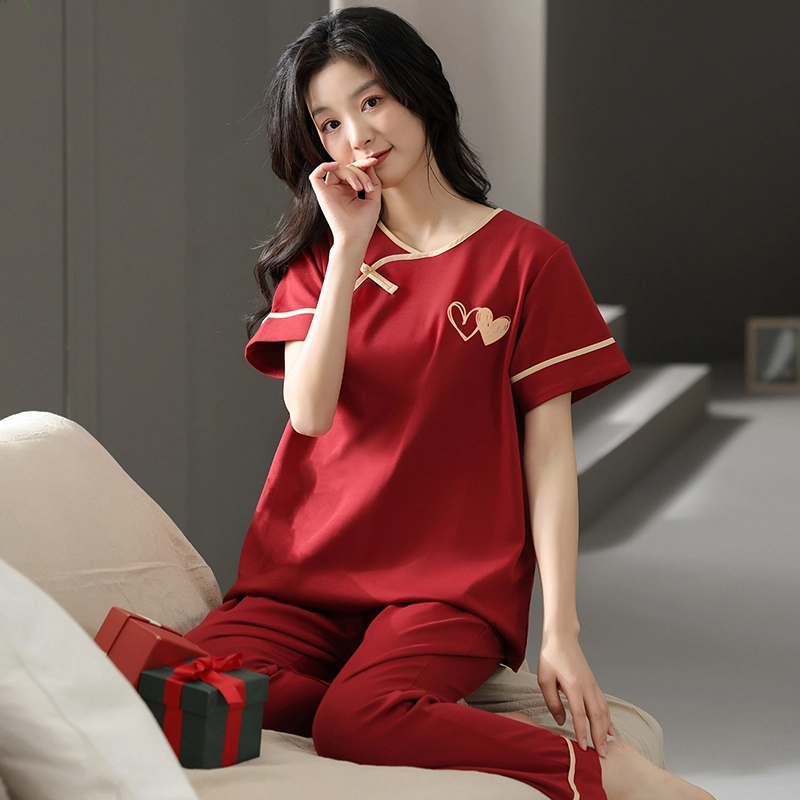 芬腾可安 设计感春夏季套头简约情侣款亲肤细腻时尚舒适家居服睡衣套装 女款