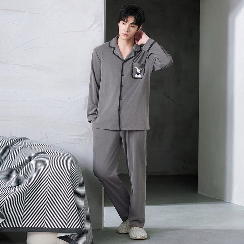 芬腾可安 秋冬季经典保暖锁温亲肤少年感外出可穿家居服睡衣套装 男款