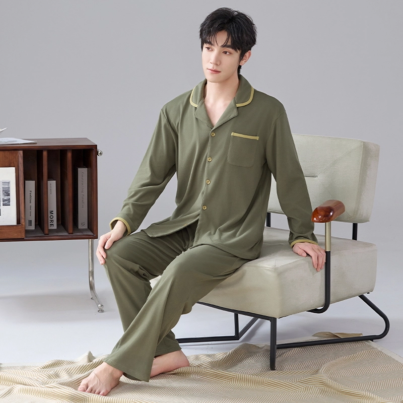 芬腾可安 秋冬季经典保暖锁温亲肤简约外出可穿少年感开衫家居服睡衣套装 男款