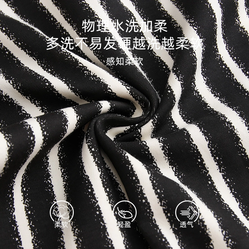 芬腾可安 秋冬季纯棉开衫舒适带固定杯垫一体式柔软简约家居服睡衣套装 女款